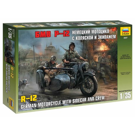 Model Kit wojskowy 3607 - Niemiecki WWII Sidecar R12 z załogą (1:35)