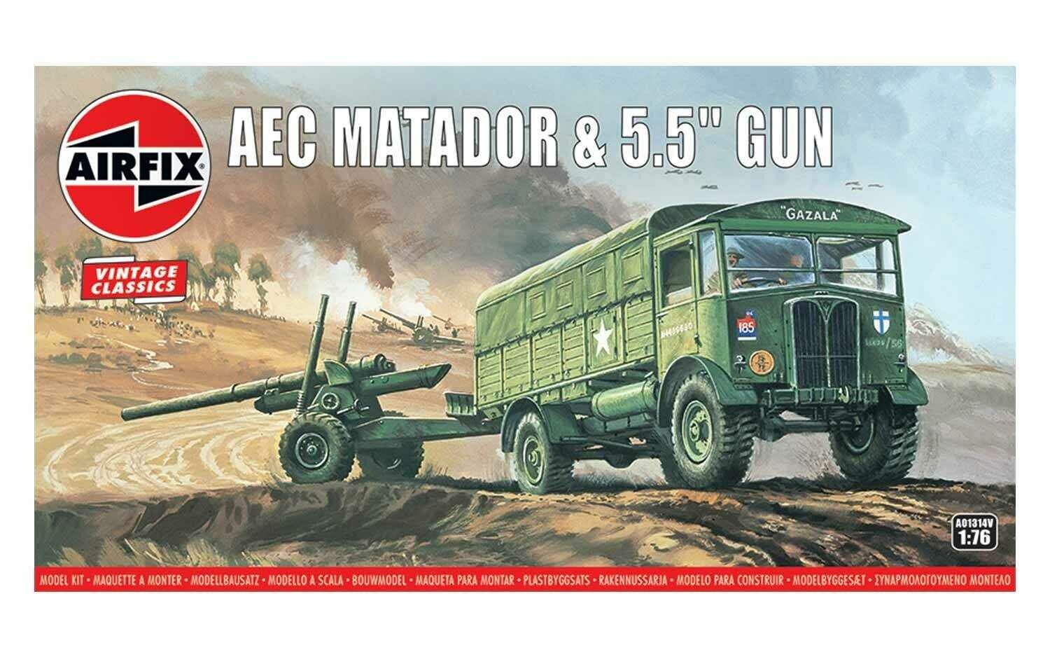 Airfix Classic Kit VINTAGE military A01314V - AEC Matador & 5.5" Gun (1:76) - 30-A01314V - expresní doprava