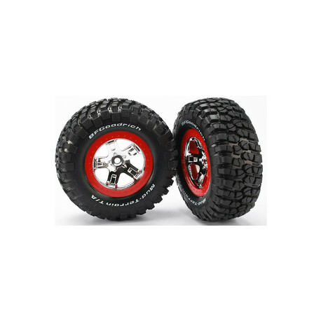 Traxxas Laufrad 2.2 / 3.0 ", Disc SCT silber-rot, Reifen KM2 (2)