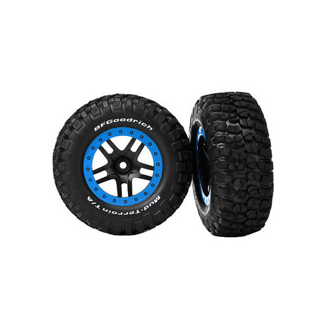 Traxxas Laufrad 2.2 / 3.0", Disc SCT Split-Spoke schwarz-blau, Bereifung KM2 (2) (2WD vorne)