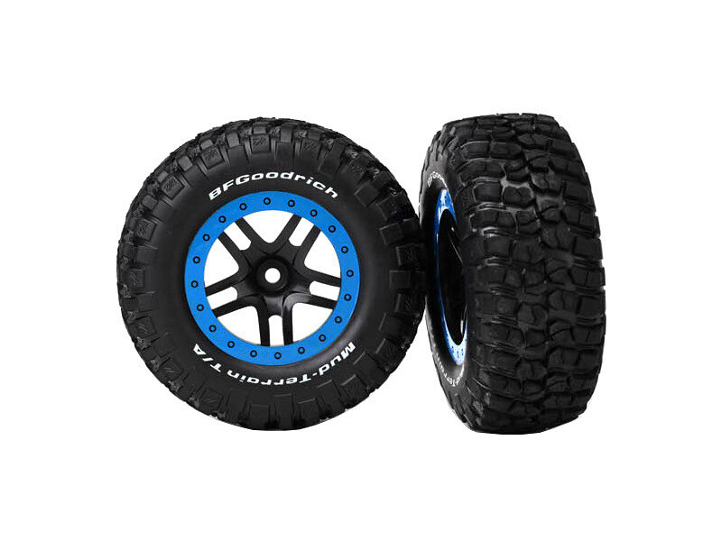 Traxxas kolo 2.2/3.0", disk SCT Split-Spoke černý-modrý, pneu KM2 (2) (2WD přední) - TRA5885A - expresní doprava