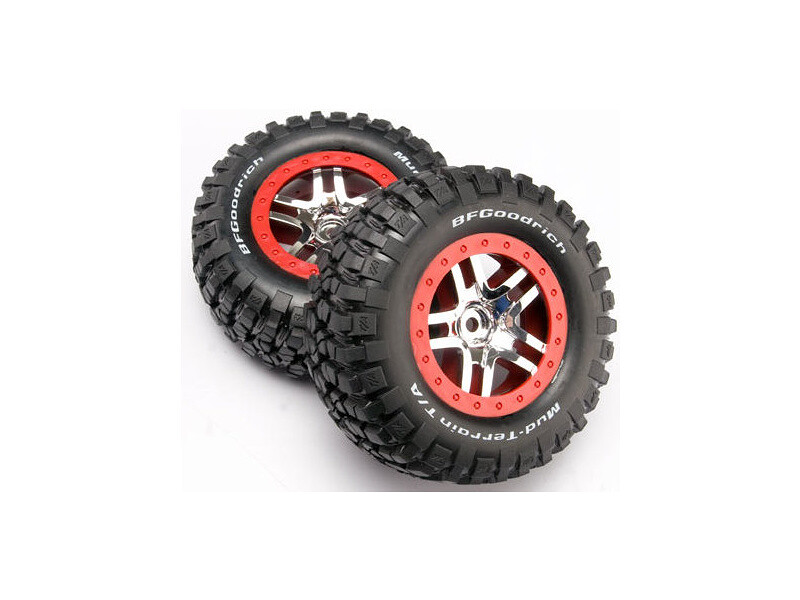 Traxxas kolo 2.2/3.0", disk SCT Split-Spoke stříbrný-červený, pneu KM2 (2) - TRA6873A - expresní doprava