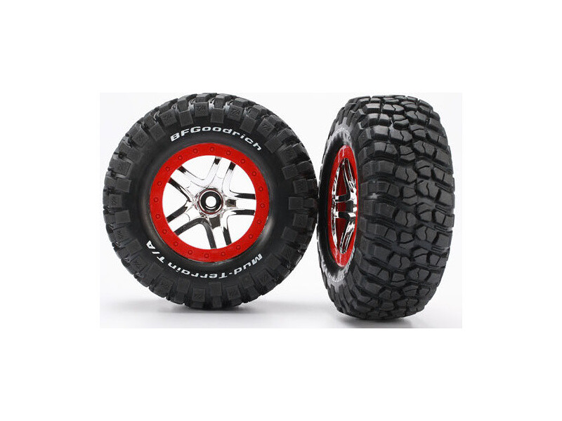 Traxxas kolo 2.2/3.0", disk SCT Split-Spoke stříbrný-červený, pneu KM2 S1 (2) - TRA6873R - expresní doprava