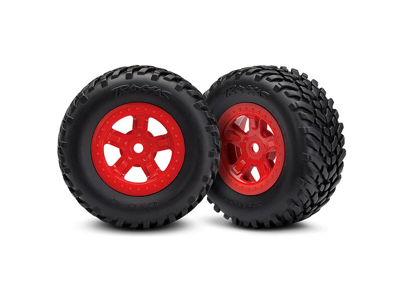 Traxxas koleso 1.8/1.4", disk SCT červený, pneu SCT (2) [TRA7674R]