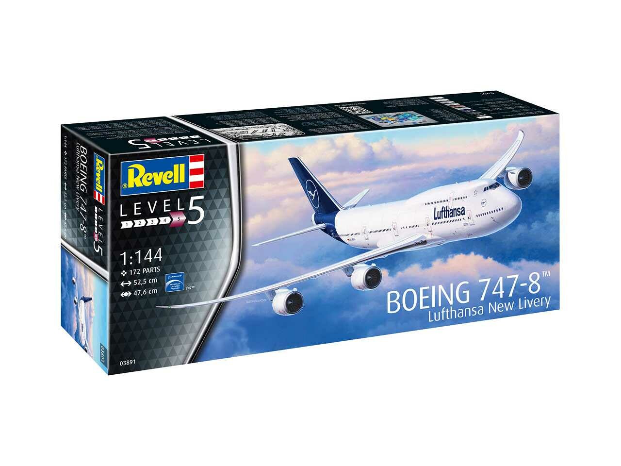 Revell Plastic ModelKit letadlo 03891 - Boeing 747-8 Lufthansa "New Livery" (1:144) - 18-03891 - expresní doprava