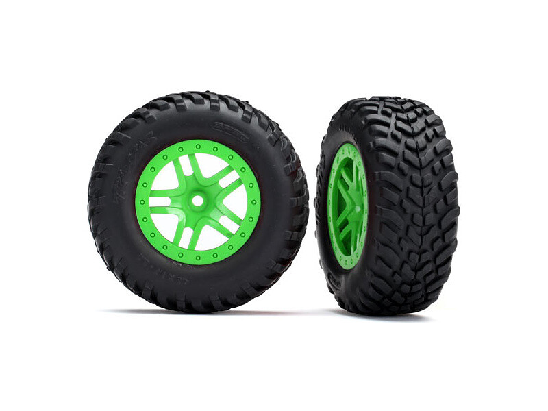 Traxxas koleso 2.2/3.0", disk SCT Split-Spoke zelený, pneu SCT (2) [TRA5892G]