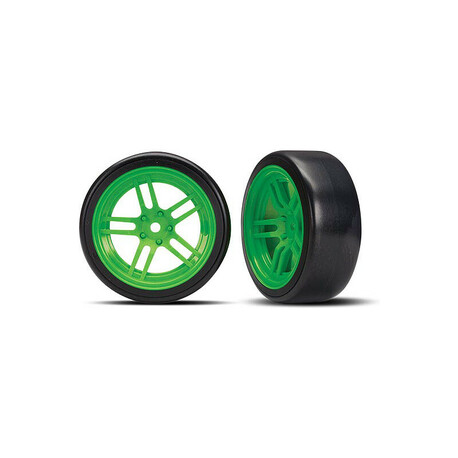 Traxxas wheel 1.9 ", split-spoke disc green, Drift tires (2) (front)