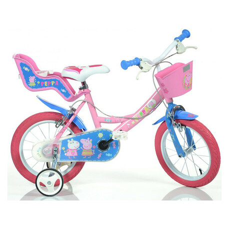 DINO Bikes - Kinderfahrrad 14" Pepa Pig mit Sitz und Korb