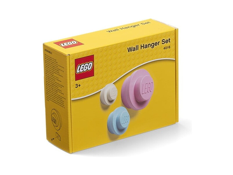 LEGO vešiak na stenu (3 ks) - biela, svetlo modrá, ružová [LEGO40161736]