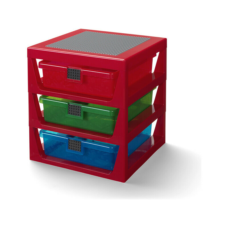 LEGO organizer with three drawers red