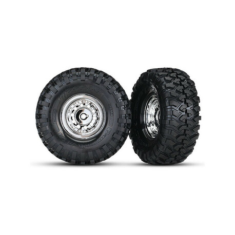 Traxxas wheel 1.9 ", chrome disc, Canyon Trail tires (pair)