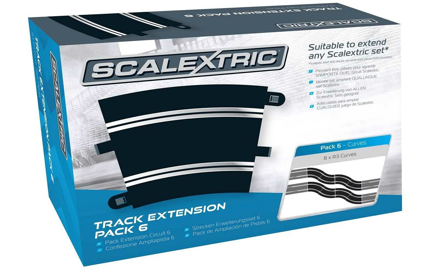 Rozšíření trati SCALEXTRIC C8555 - Track Extension Pack 6 - 8 X R3 Curves - 28-C8555 - expresní doprava