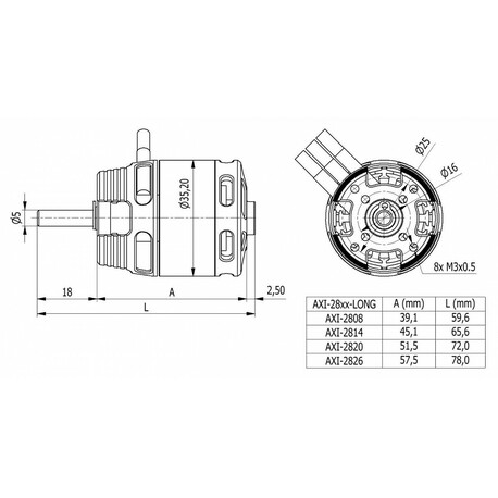 AXI 2820/12 V2 LONG AC motor