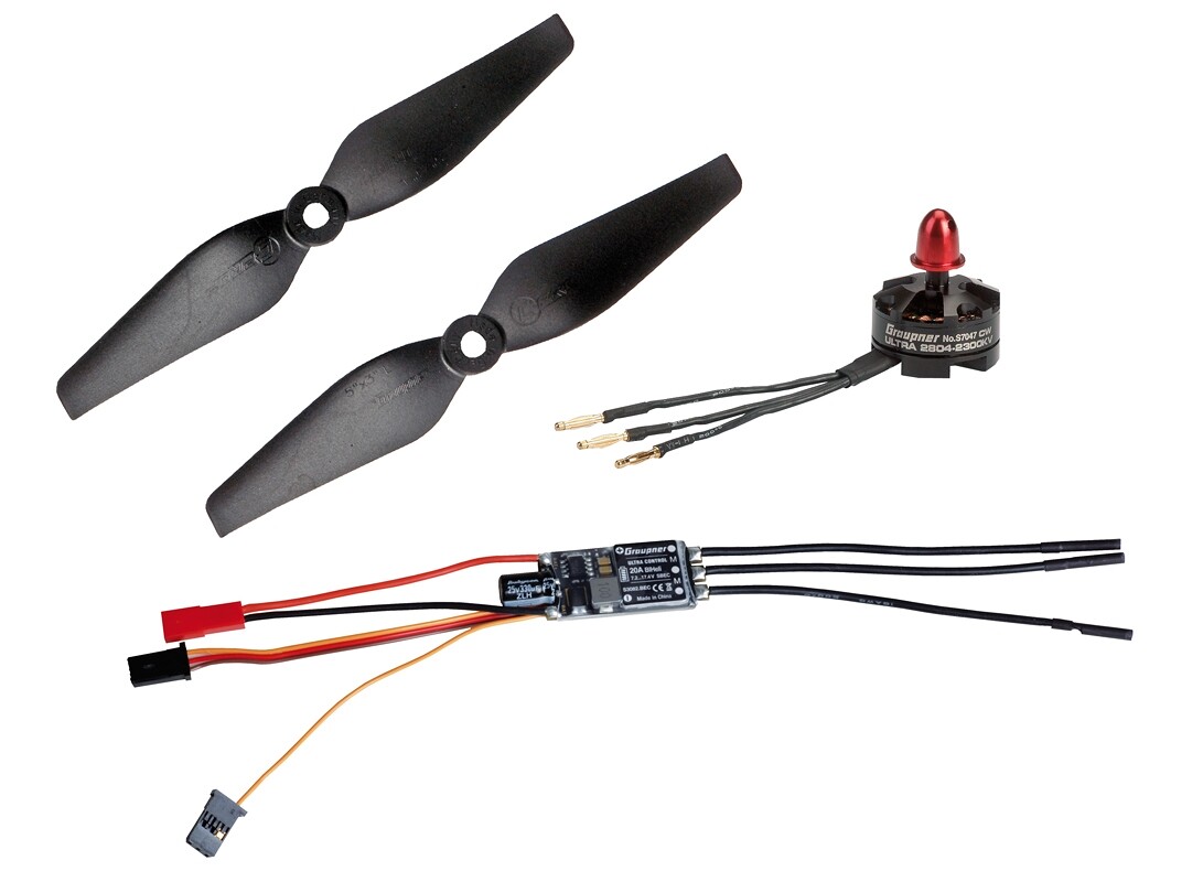 FLITE TEST Combo set Telemetr. regul. HOTT 20Amp SBEC + Ultra 2804-2300Kv pra./tlač. (CW) + 2x vrtule - GRFT4527 - expresní doprava