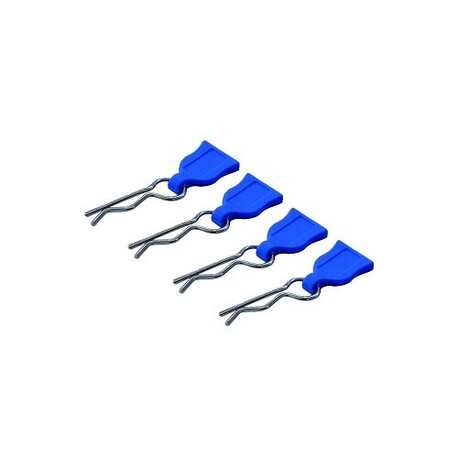 Body clips with rubber flag - blue, 4 pcs.