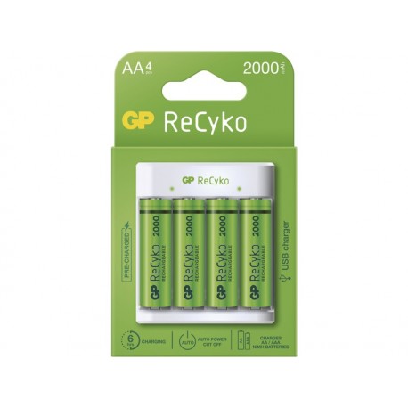 GP USB charger Eco E411 + 4AA GP ReCyko 2100