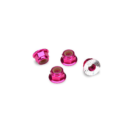 Traxxas nut M4 self-locking with collar pink (4)