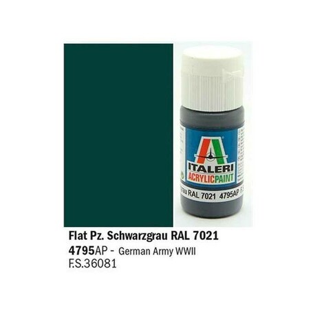 Italeri Acrylfarbe 4795AP - Flat Pz. Schwarzgrau RAL 7021 20ml