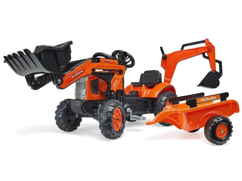 FALK - Šlapací traktor Kubota s nakladačem, rypadlem a vlečkou - FA-2065N - expresní doprava