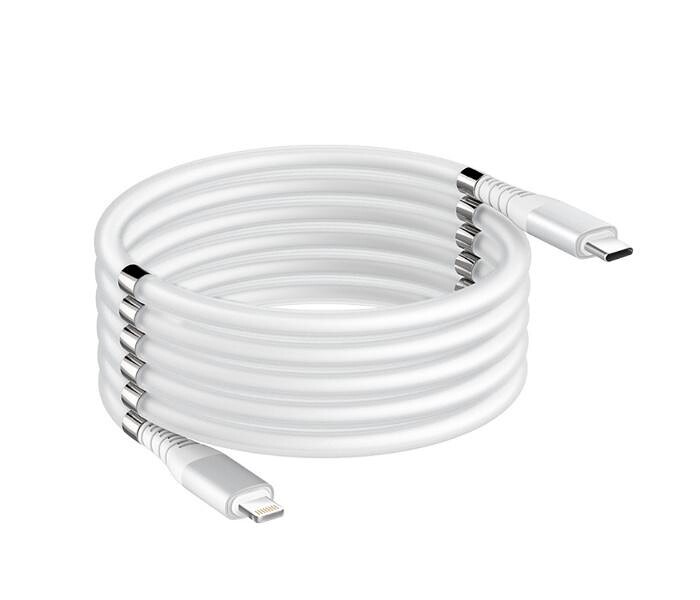 Magnetický samonavíjací USB nabíjací kábel (Type-C to Lightning) (90cm) [1DJ2035]