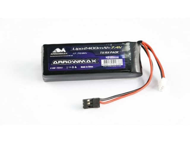 Arrowmax AM Lipo 2400 mAh 2S TX/RX 7.4 V Flat Pack AM-700912 AM-700912