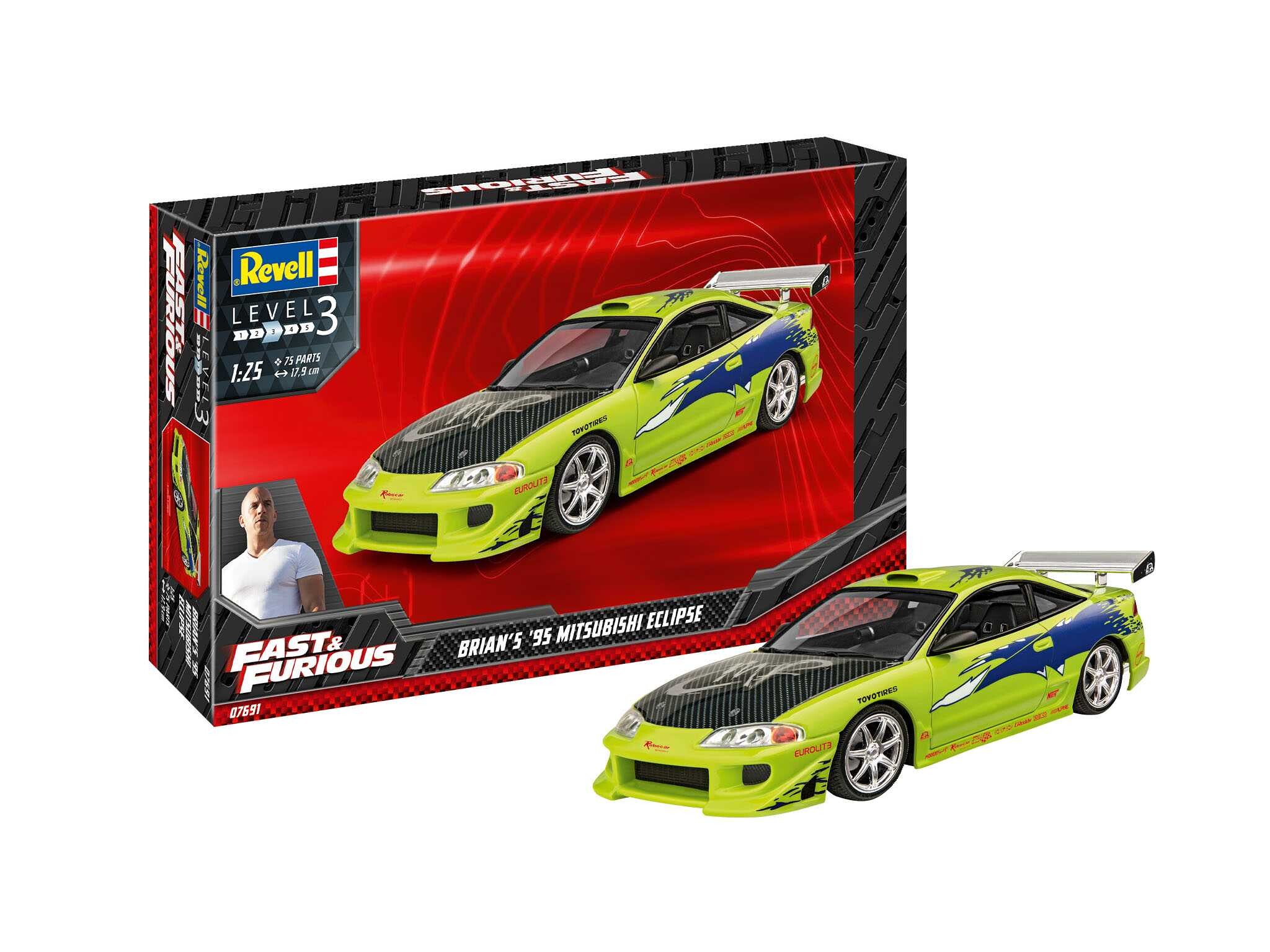 Revell Plastic ModelKit auto 07691 - Fast & Furious Brian's 1995 Mitsubishi Eclipse (1:25) - 18-07691 - expresní doprava