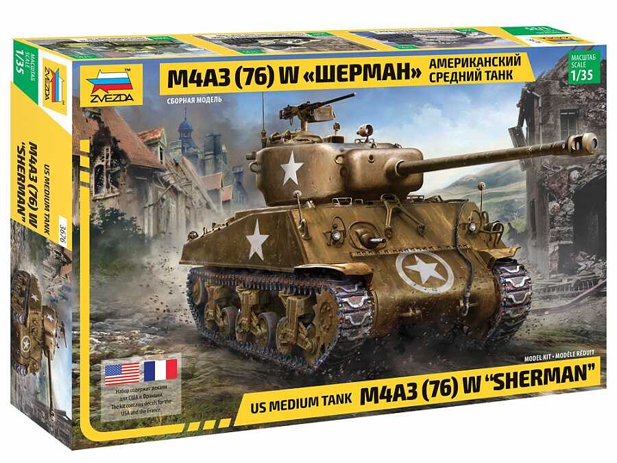 Zvezda Model Kit tank 3676 - M4 A3 (76mm) Sherman Tank (1:35) - 32-3676 - expresní doprava