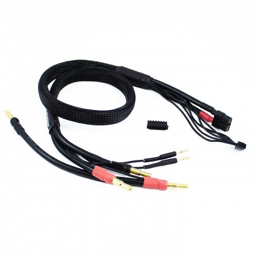 Ultimate Racing 2 x 2S černý nabíj. kabel G4/G5 v černé ochranné punčoše - dlouhý 600mm-(XT60, 3-pin XH) - UR46504-XT - expresní doprava