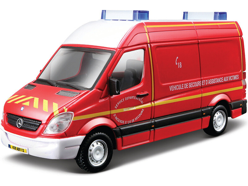 Bburago Mercedes-Benz Sprinter 1:50 červená - hasiči - BB18-32006 - expresní doprava