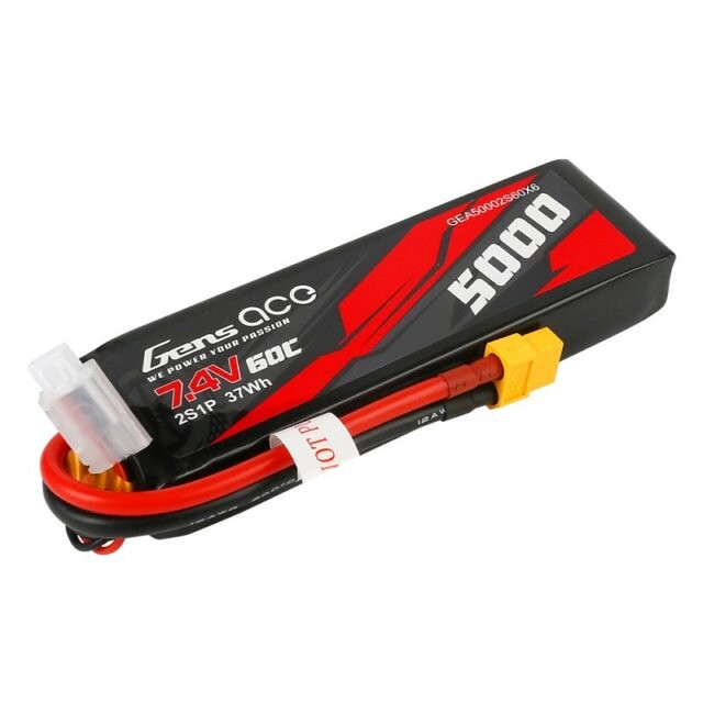 GENS ACE LiPo - 2S 5000mAh 7,4 V 2S1P (60C) XT60 Plug [GEA50002S60X6]