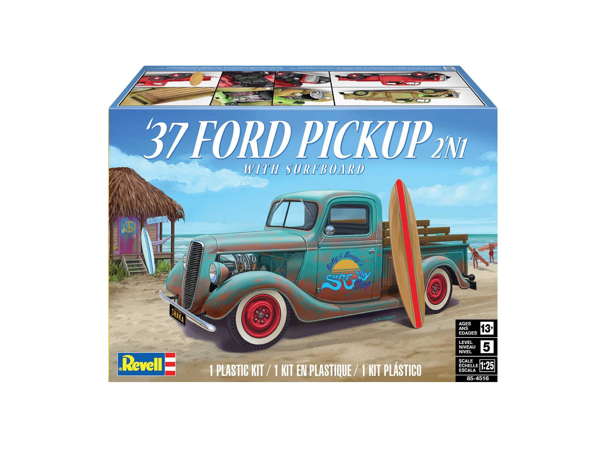 Revell Plastic ModelKit MONOGRAM auto 4516 - 1937 Ford Pickup Street Rod with Surf Board (1:25) - 85-4516 - expresní doprava