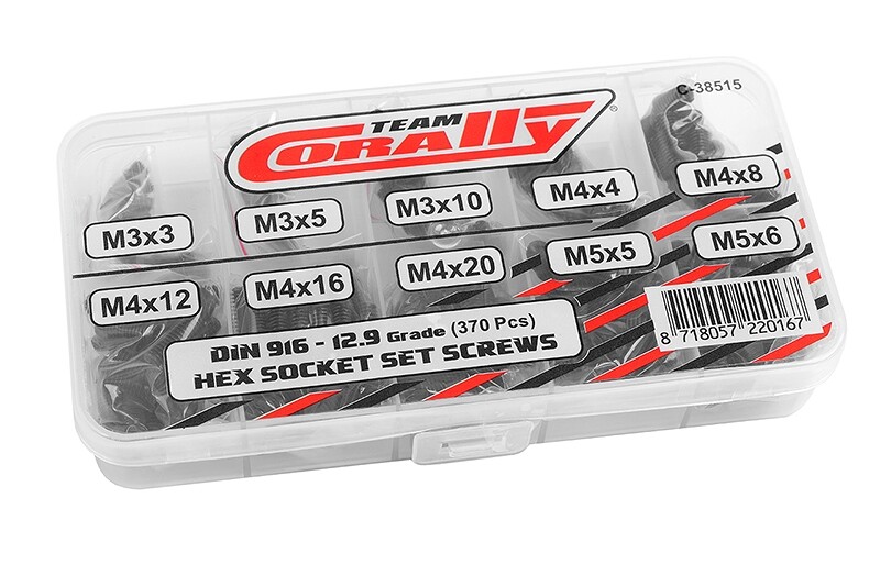 Team Corally Imbus stavěcí šrouby - sada/box - M3 - M4 - M5 ocelové černé, 370 ks. - C-38515 - expresní doprava