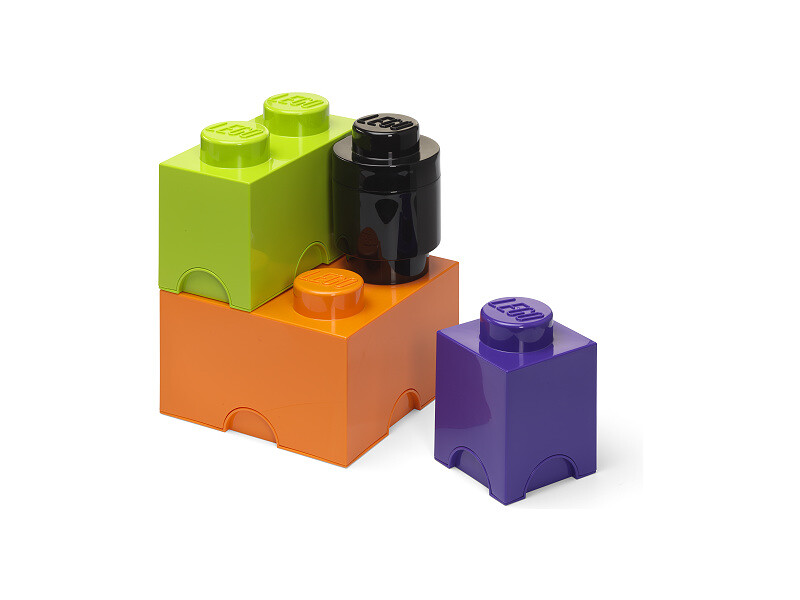 LEGO úložné boxy Multi-Pack 4ks - fialová, čierna, oranžová, zelená [LEGO40150800]