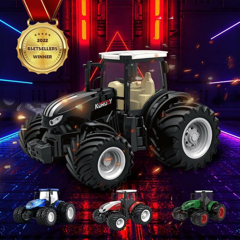 Korody RC Traktor aus Metall 2,4 GHz mit breiten Rädern, LED-Beleuchtung,  Sound 