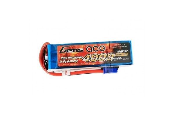 GensAce Batterie LiPo 6S 22.2V-4000-60C (EC5) 164x46x43mm 690g GE1-4000-6C5