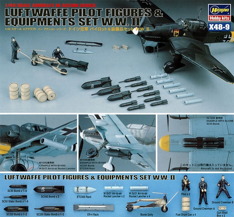 Hasegawa X48-9 Luftwaffe Pilot & Equipment set WWII - 105/X48-9 - expresní doprava