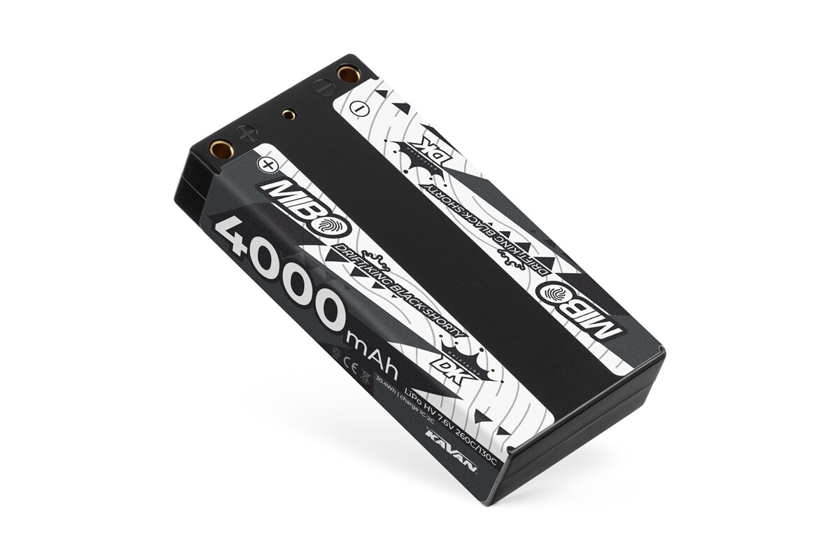 MIBO Drift King Shorty Black 4000mAh 7.6V 2S 130C/260C HV LiPo (4mm, 147g) [MB-4201B]