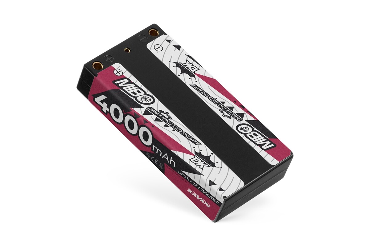 MIBO Drift King Red Shorty 4000mAh 7.6V 2S 130C/260C HV LiPo (4mm, 147g) - MB-4201R - expresní doprava