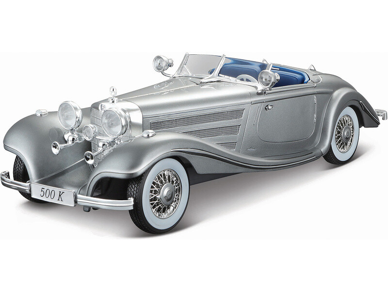 Maisto Mercedes-Benz 500 K Typ Specialroadster 1936 1:18 šedá metalíza - MA-36862 - expresní doprava