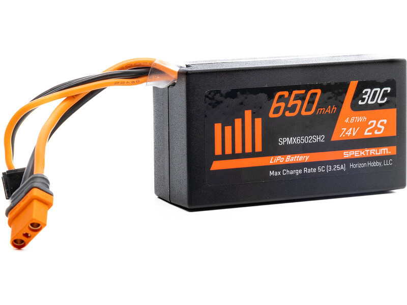 Spektrum Smart LiPo 7.4V 650mAh 30C IC2 - SPMX6502SH2 - expresní doprava