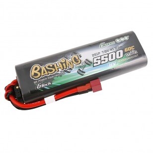 Gens ace G-Tech 5500mAh 7,6V 2S1P 60C HV auto Lipo Battery Pack  20 s T zástrčkou - GEA552S60D20GT - expresní doprava