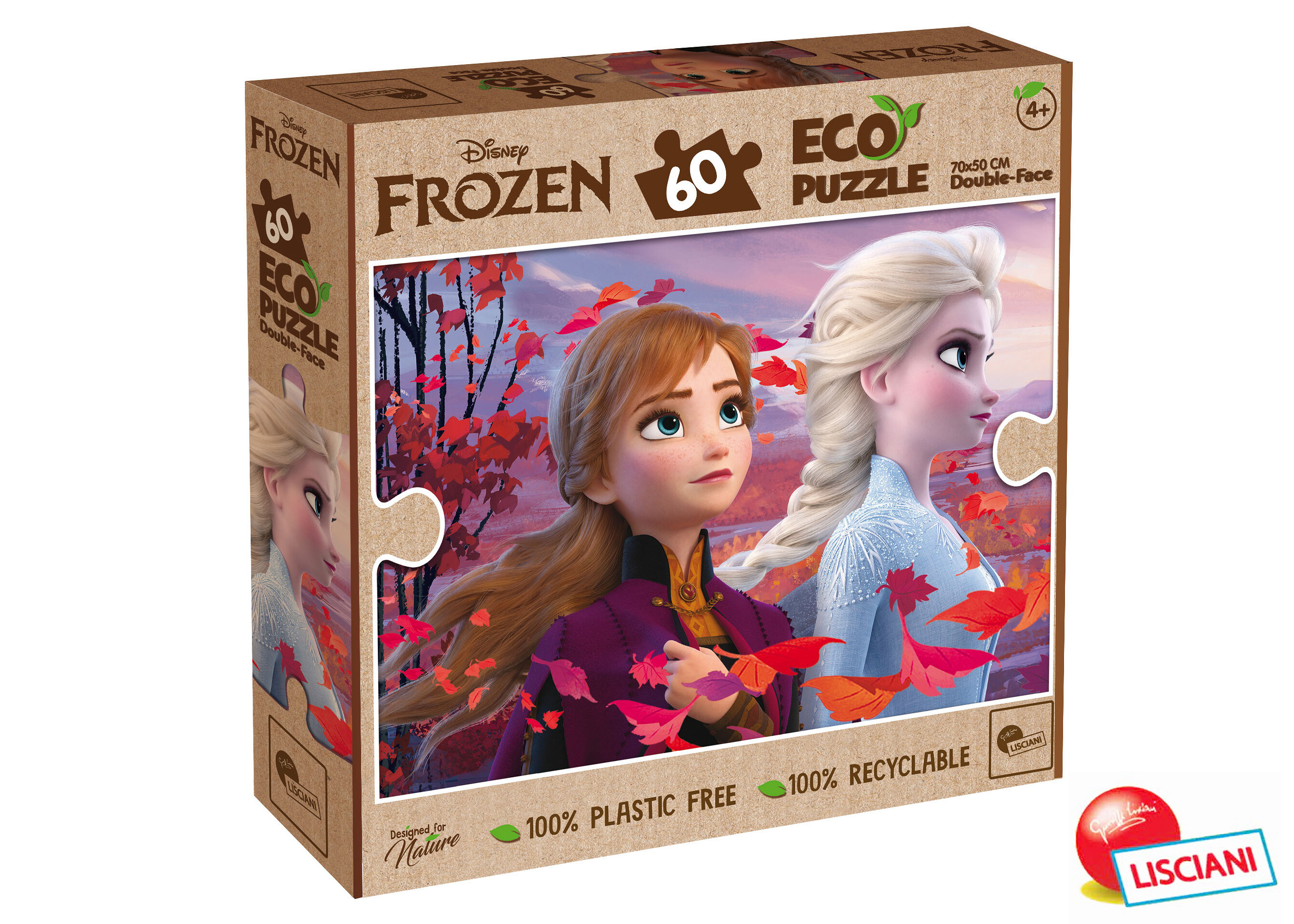 Lisciani Frozen ECO-Puzzle 60 Elsa a Anna 2v1 70x50cm - W022639 - expresní doprava