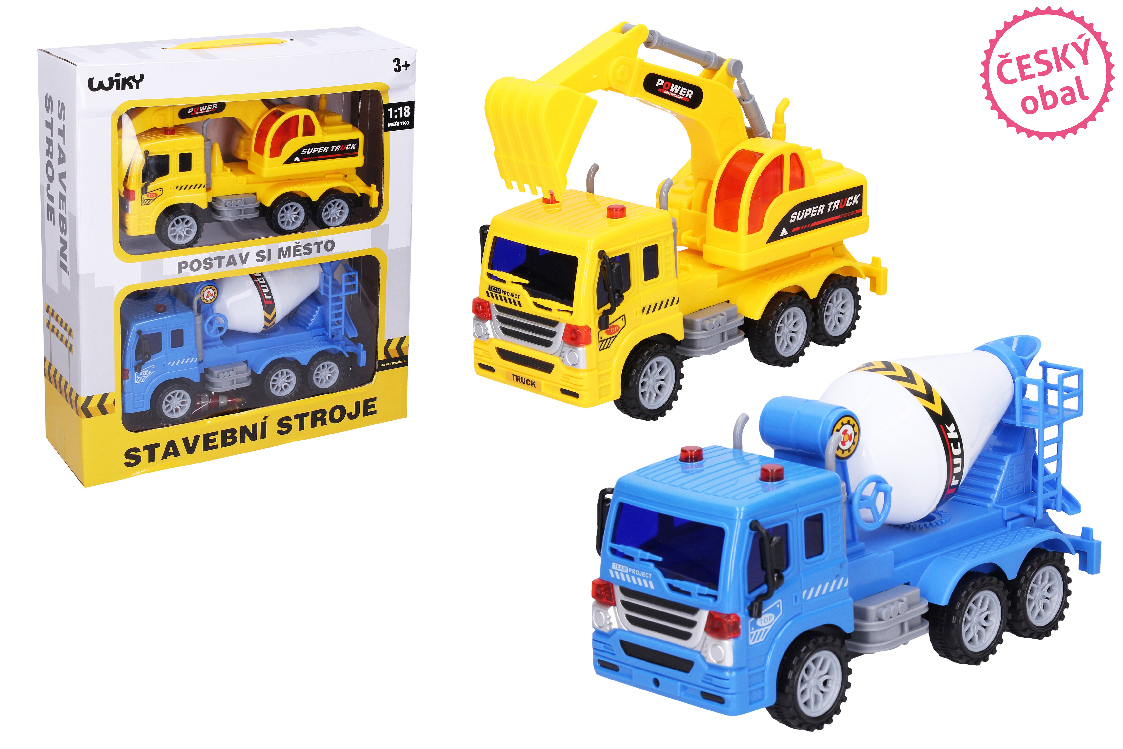 Auto stavebné a značky 2ks 23cm - český obal [W029147]