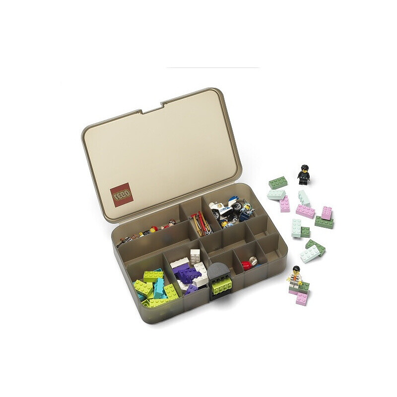 LEGO storage box with compartments grey