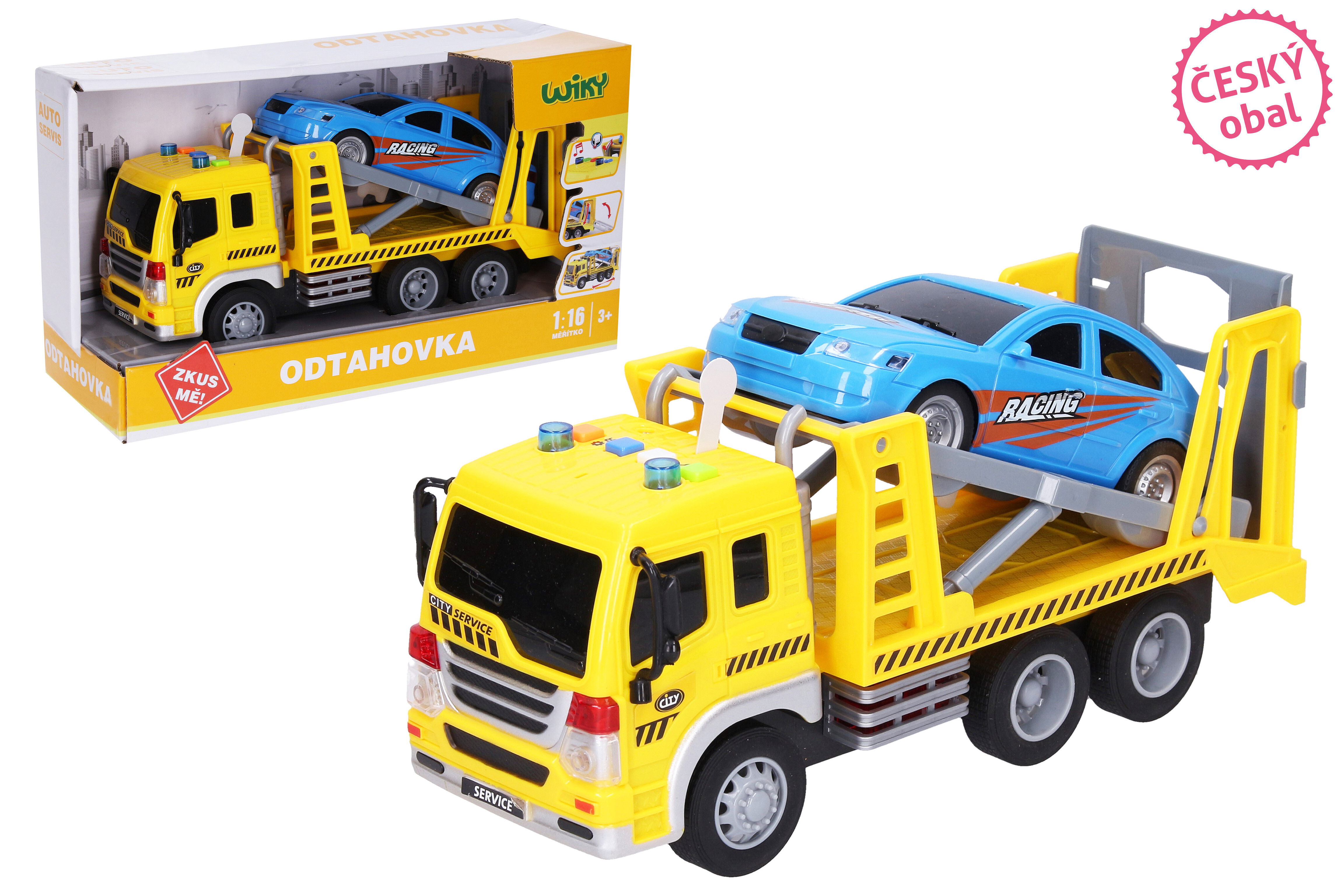 Wiky Vehicles Tahač s autem a efekty 26x10x14 cm - český obal - W029109 - expresní doprava