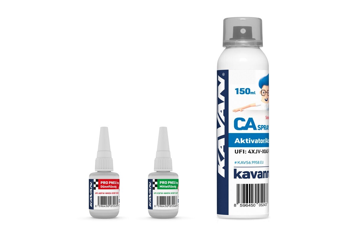 KAVAN PRO PNEU střední a řidké vteřinové lepidlo 20g + Kavan aktivátor CA 150ml - KAV56.9945.DE - expresní doprava