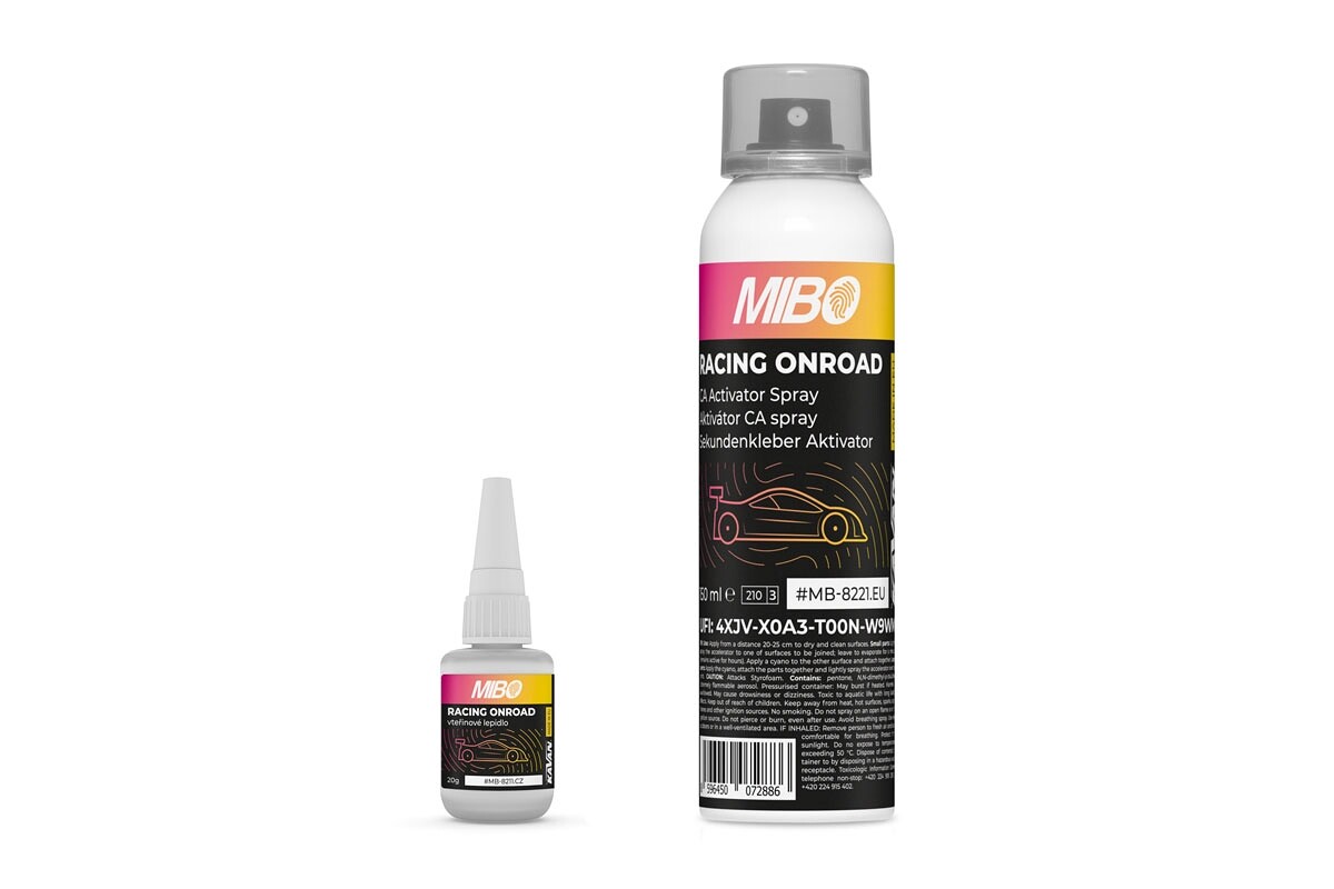 MIBO Racing Onroad vteřinové lepidlo (20g) + aktivátor spray (150ml) - MB-8211.SET.CZ - expresní doprava