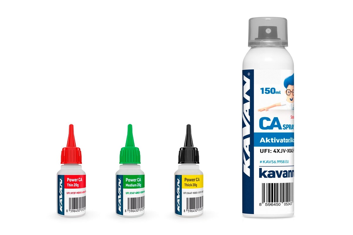 KAVAN POWER CA PACK vteř. lepidlo 3x20g (Ř,S,H) + aktivátor 150ml (EN) - KAV56.9956.EN - expresní doprava