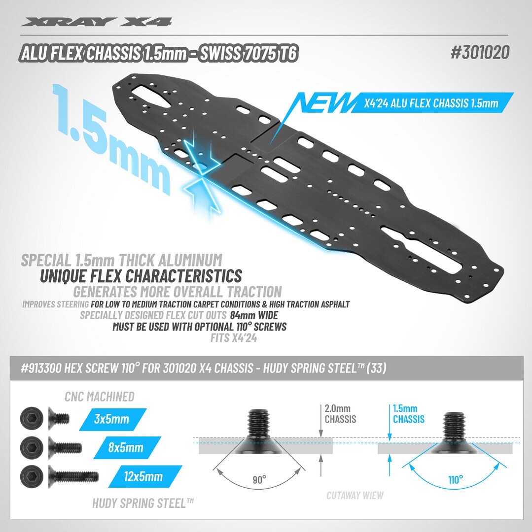 Xray X4'24 ALU FLEX CHASSIS 1.5MM - 301020X - expresní doprava