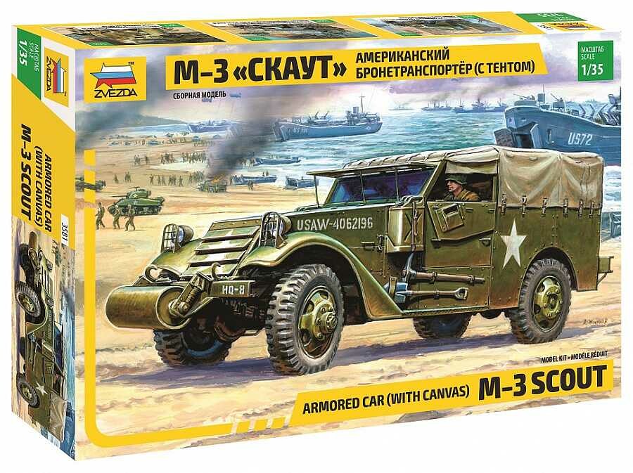 Zvezda Model Kit M3 Half track s plátěnou střechou sovětská armáda 3581 1:35